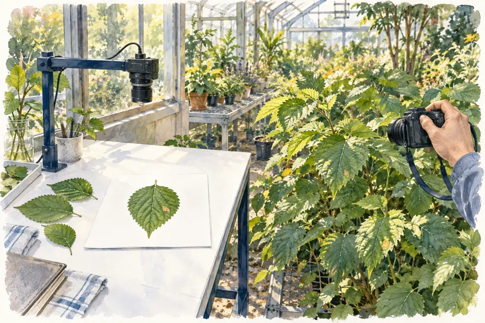 白底叶片采集与温室复杂背景中的叶片观察